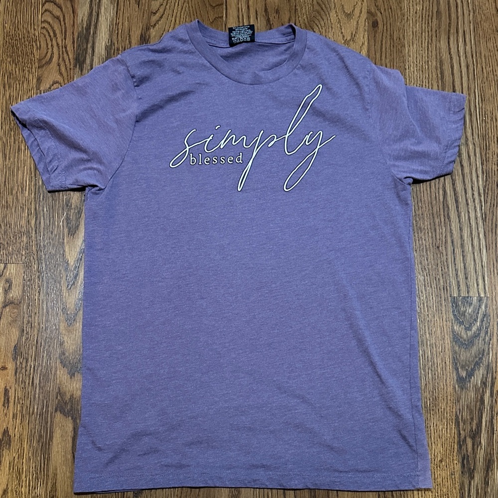 Love in Faith Simply Blessed Purple Heathered T-Shirt